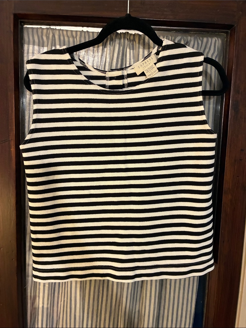Express Black and White Striped Tank Top
